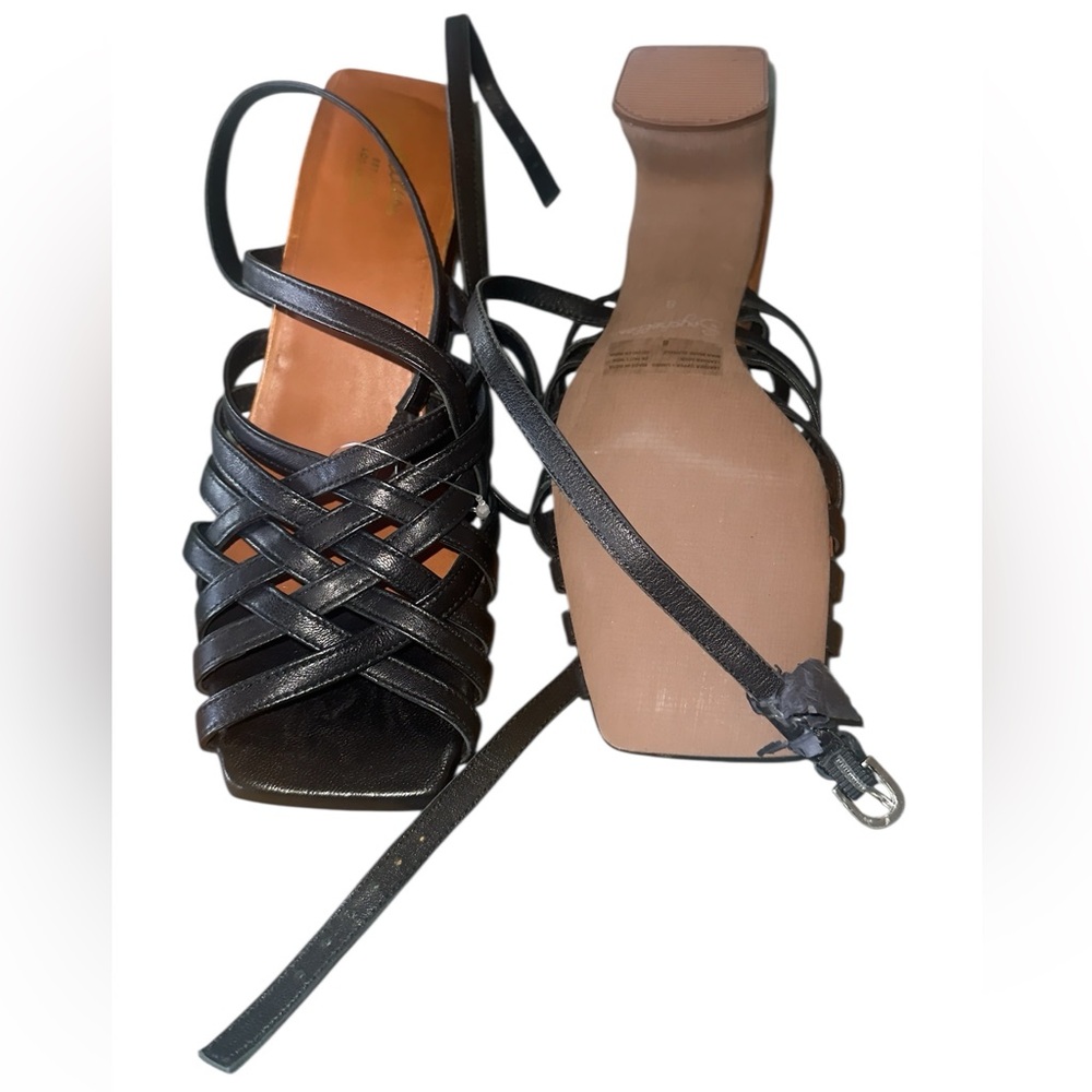 NEW Seychelles Charter Black Leather Block Heel Sandals 8 - Picture 6 of 6